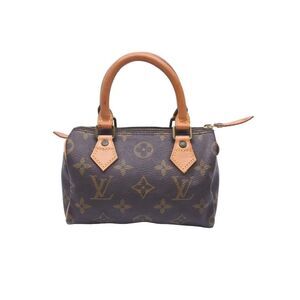 Louis Vuitton Mini Speedy Handbag Monogram Brown Leather